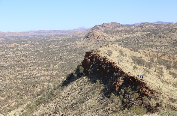  People hiking up Euro Ridge Larapinta Trail NT