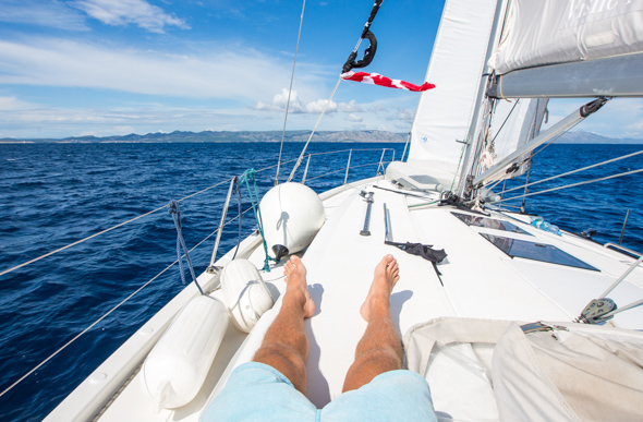 Relaxing on a yacht