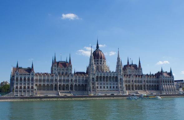 Hungarian Parliament Building in Budapest from the river