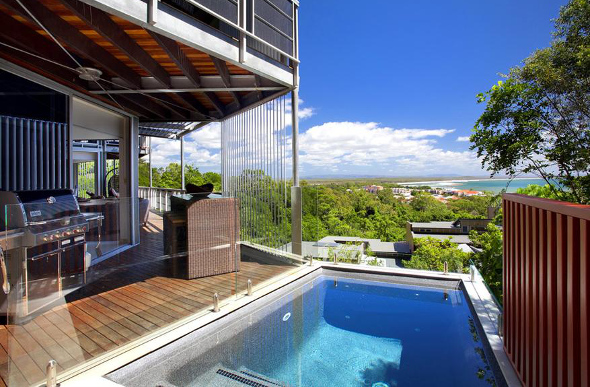 A two-storey villa with pool overlooking Noosa