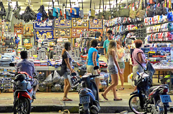 Shoppers in a street market stall in Pattaya