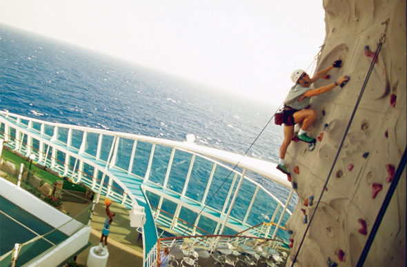 Rock climbing on cruise ship