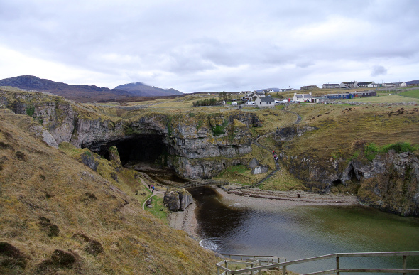 Smoo Cave and the village of Durness