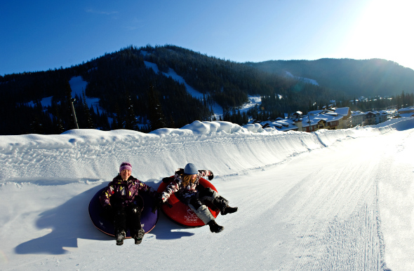 Tube riding in the snow