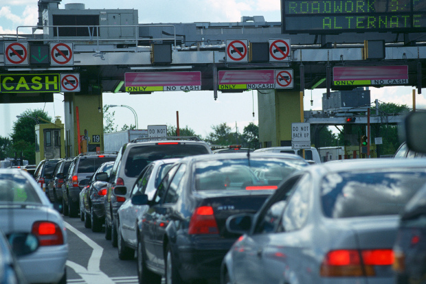 Cars waiting at a New York City toll