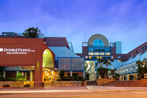 The exterior of the DoubleTree by Hilton hotel in Darwin.