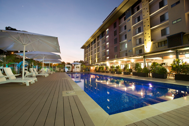 The pool at the Novotel Darwin Airport hotel.