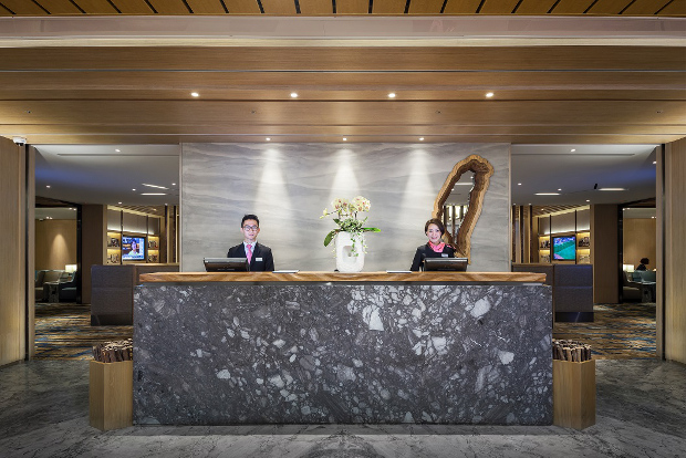 The front desk of one of the lounges in the Taiwan International Airport