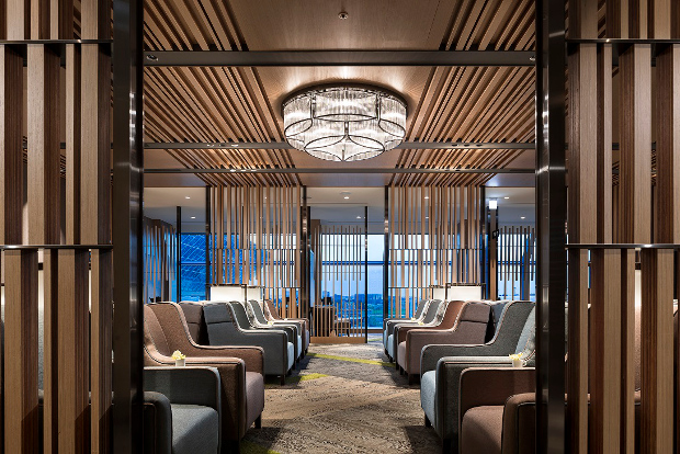 The seating area of one of the lounges at the Taiwan International Airport